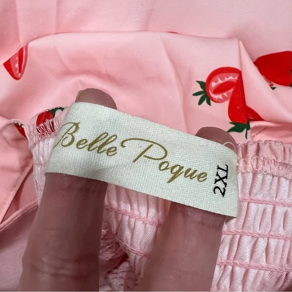 NWOT Modcloth Belle Poque Pink Strawberry Fruit Retro Pinup Flare Swing Dress 2X